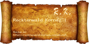 Recktenwald Kornél névjegykártya